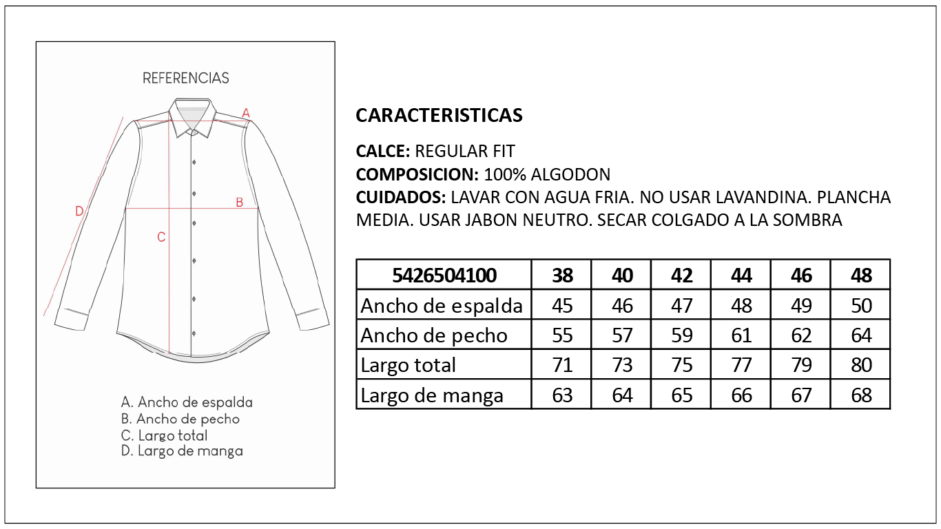Tabla de Medidas Camisas Britches